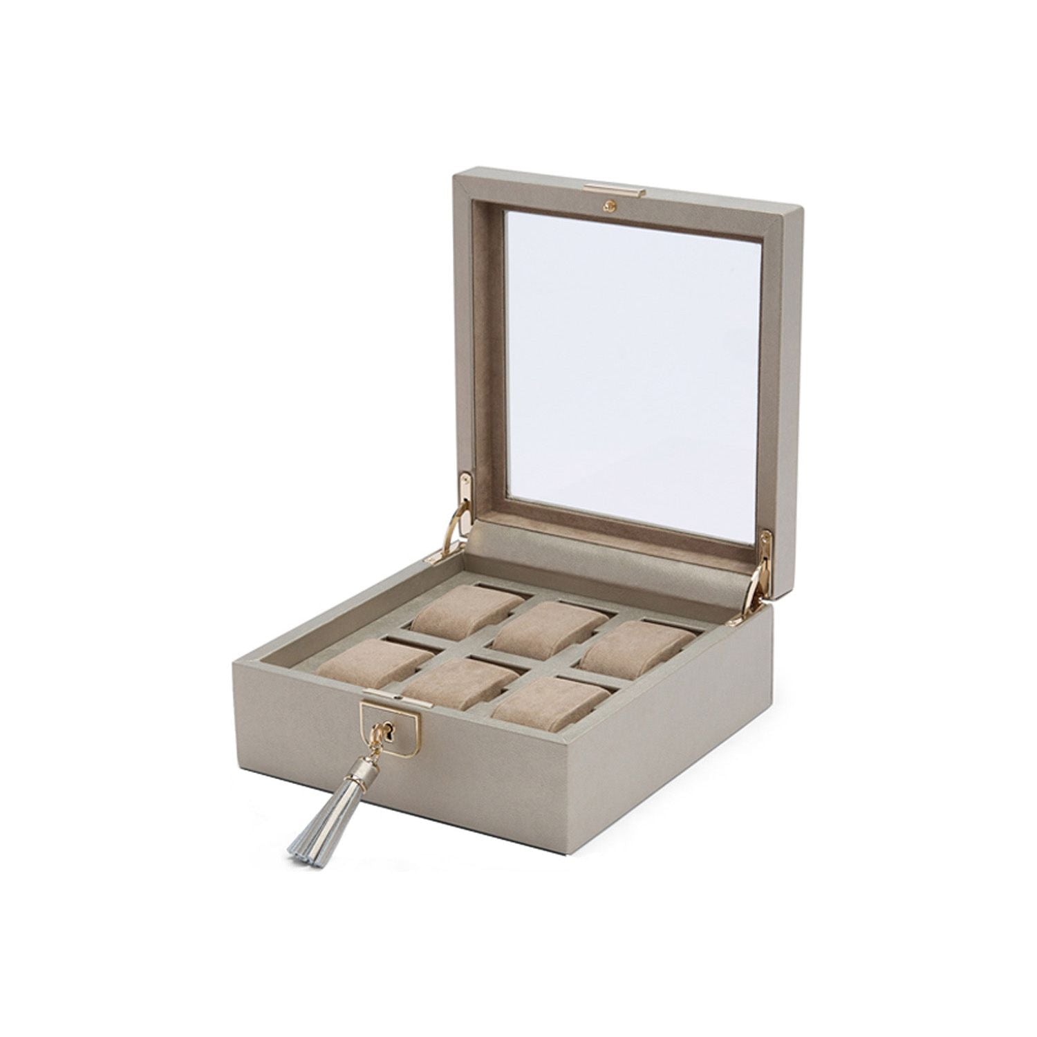 Wolf Palermo 6 Piece Watch Box Pewter