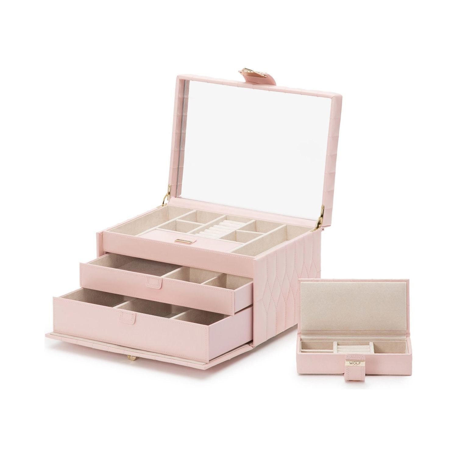 Wolf Caroline Medium Jewellery Case Rose Quartz