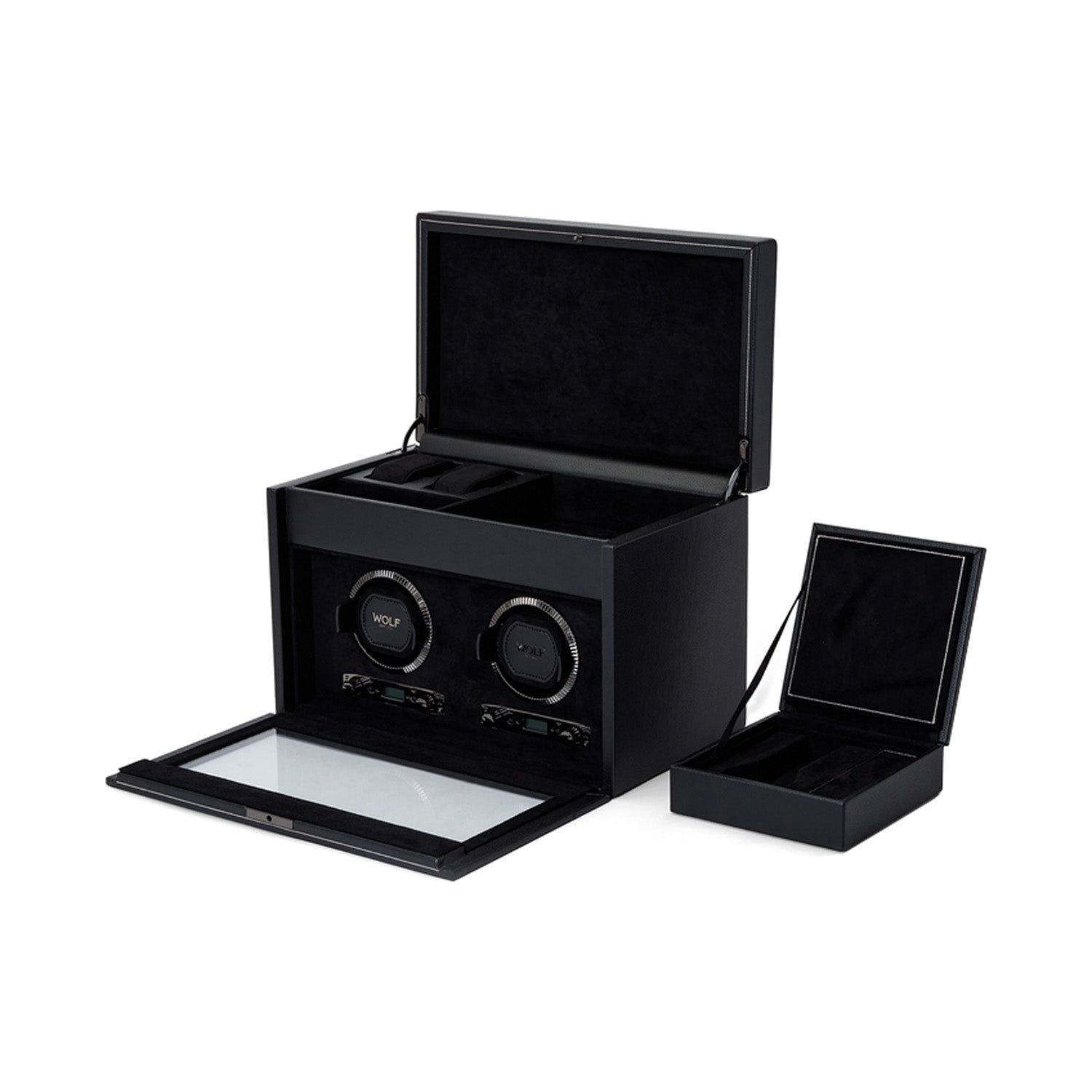 Wolf British Racing Double Watch Winder with Storage Black