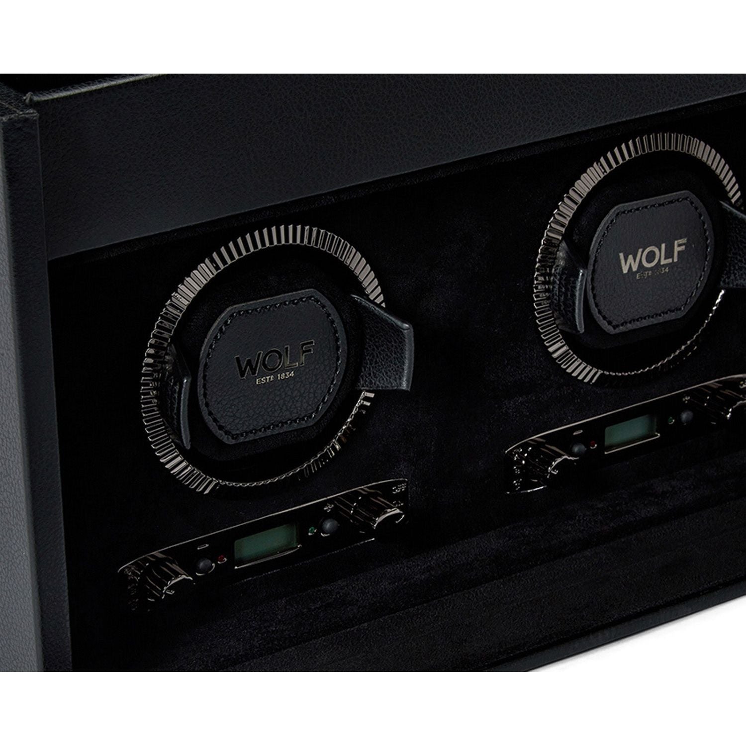 Wolf British Racing Double Watch Winder with Storage Black