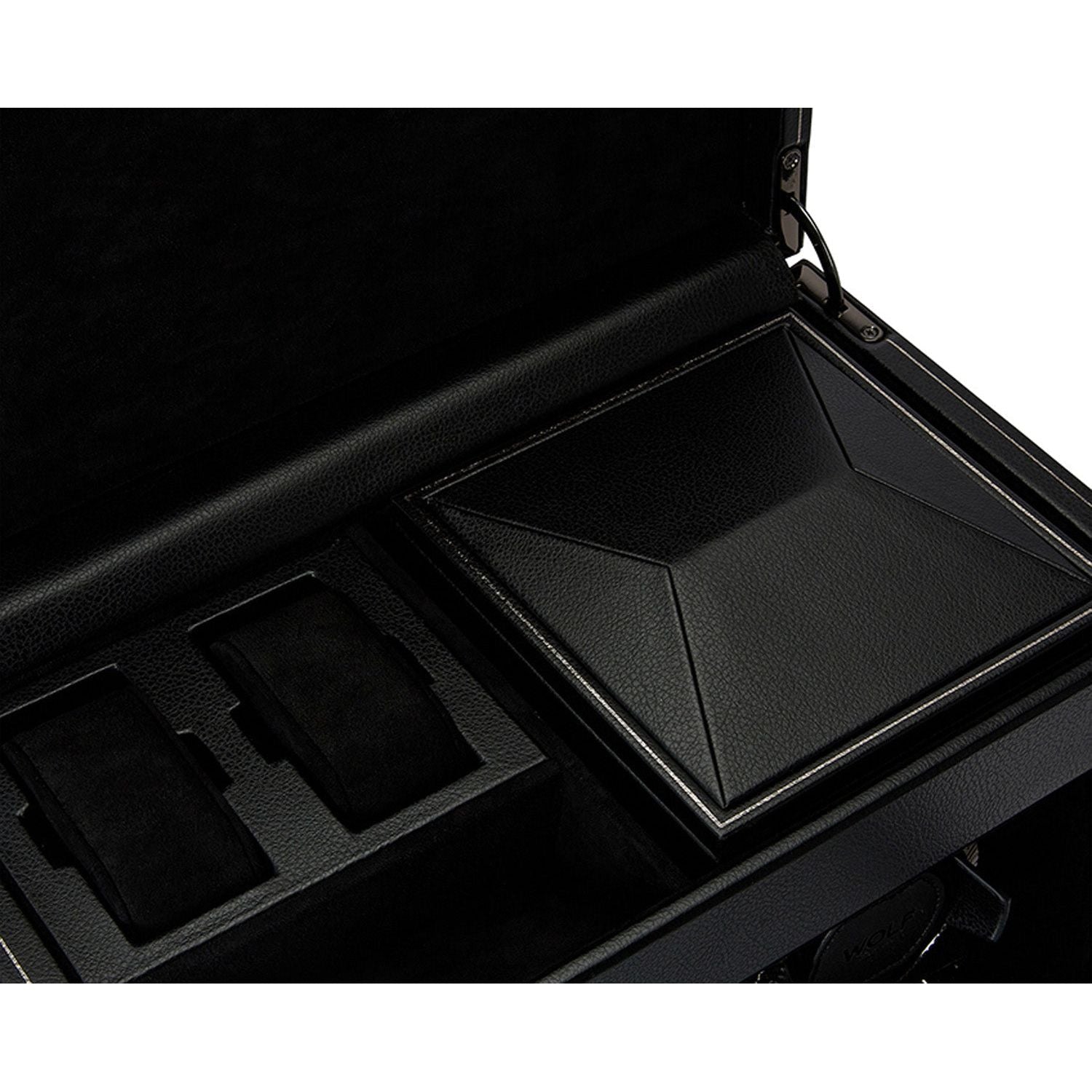 Wolf British Racing Double Watch Winder with Storage Black