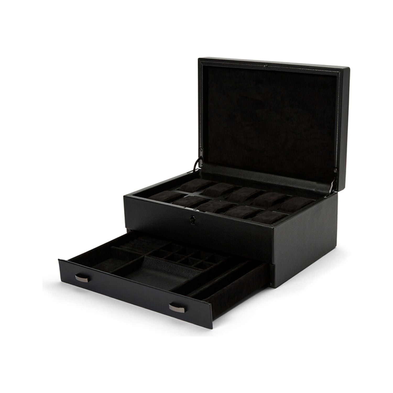 Wolf British Racing 10 Piece Watch Box with Drawer Black