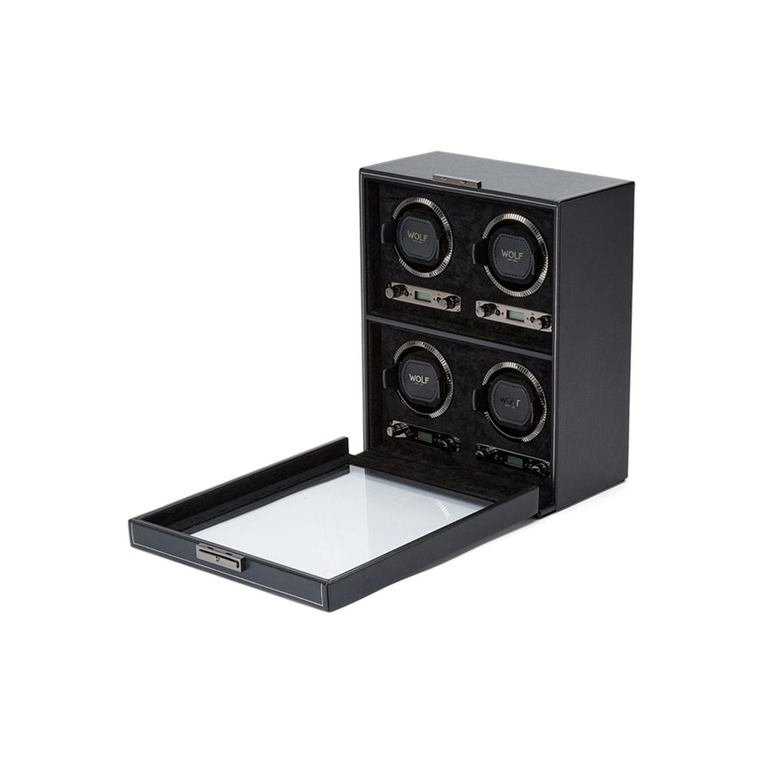 Wolf British Racing 4 Piece Watch Winder Black