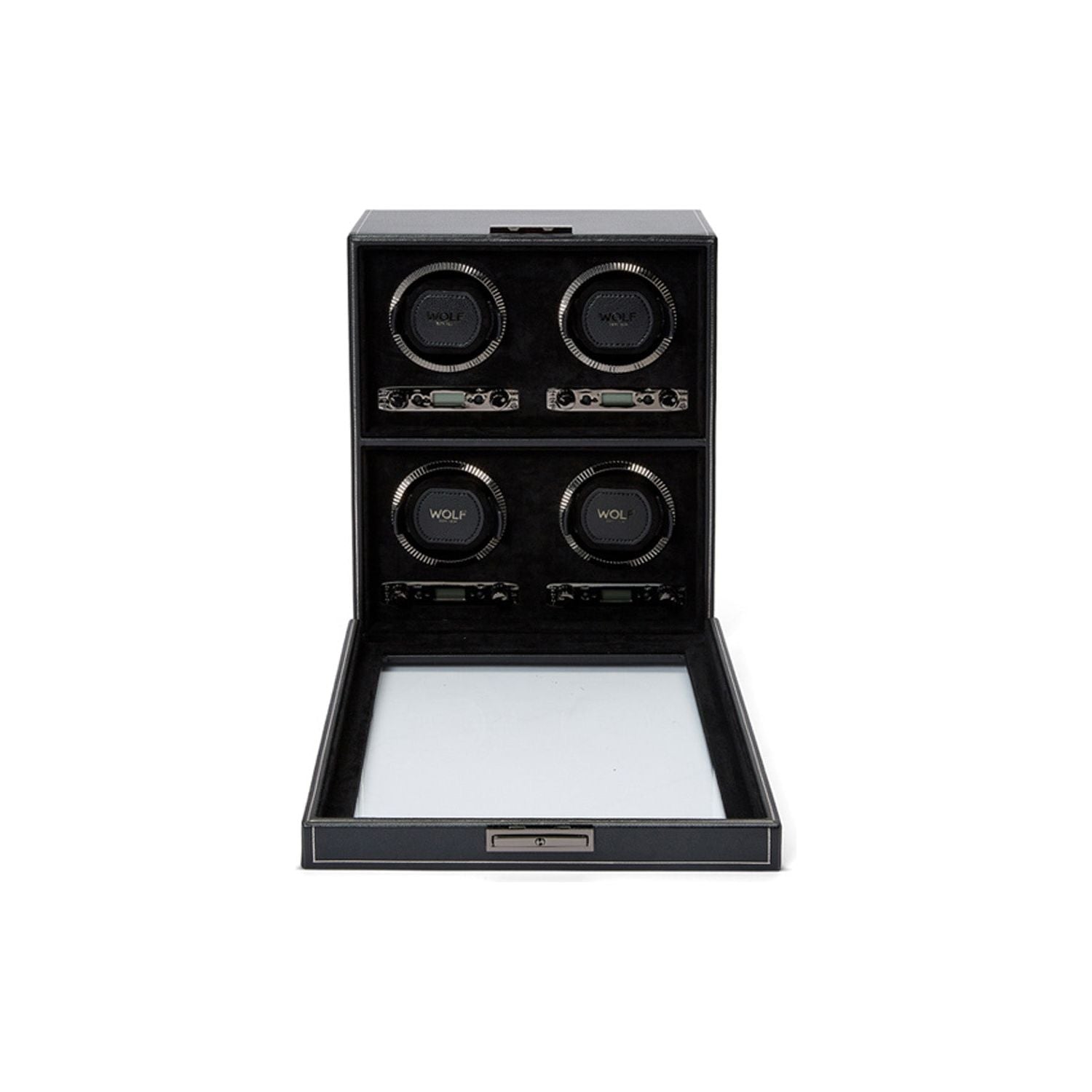 Wolf British Racing 4 Piece Watch Winder Black