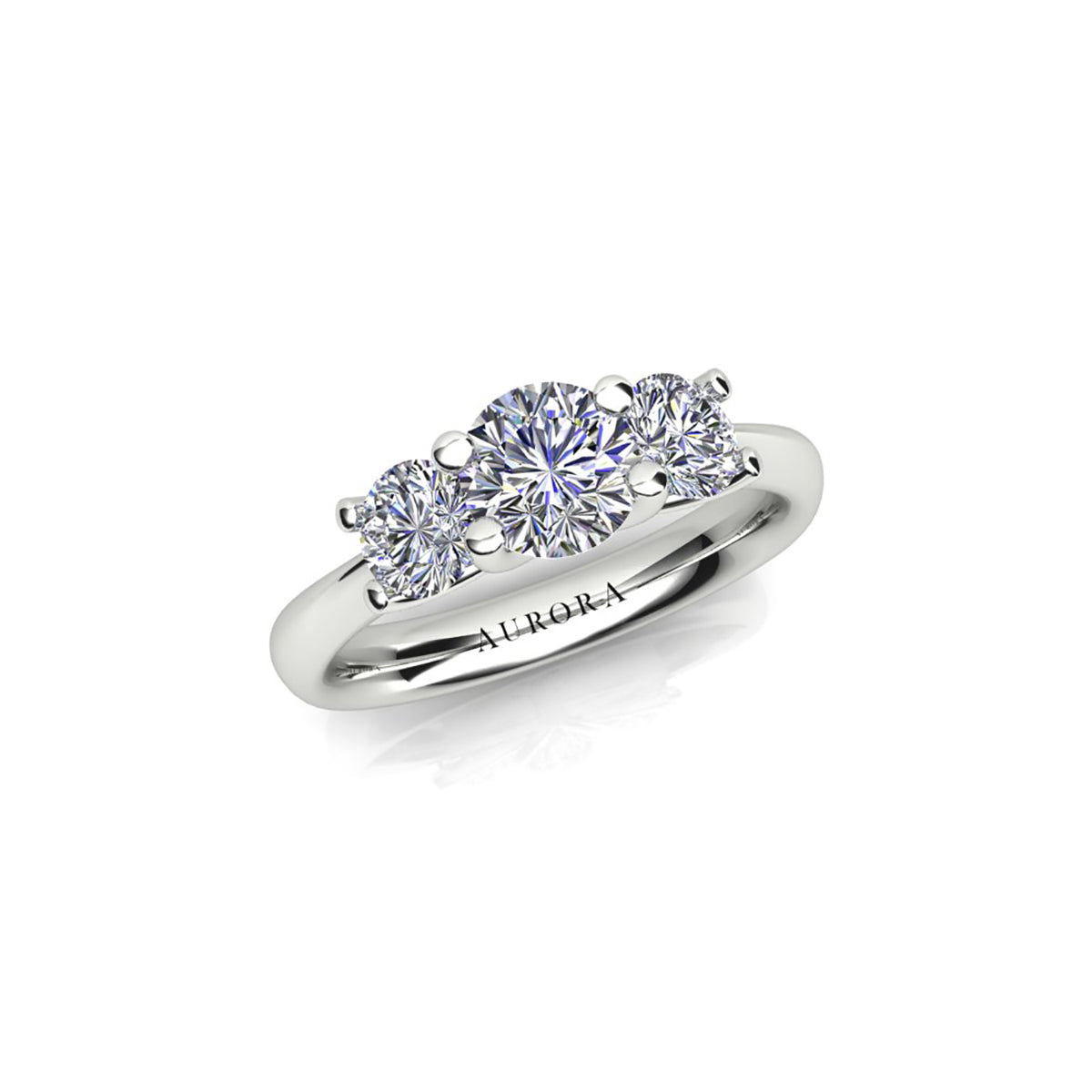 18ct White Gold Diamond Trilogy Engagement Ring