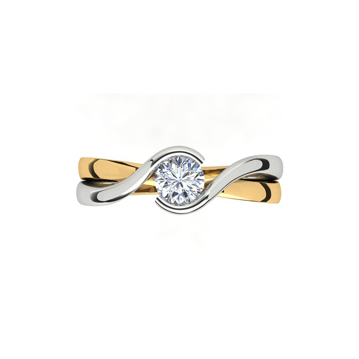 18ct White & Yellow Gold Diamond Engagement Ring
