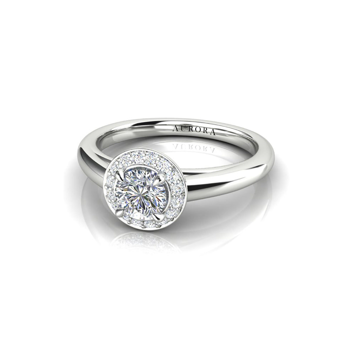 18ct White Gold Diamond Halo Engagement Ring
