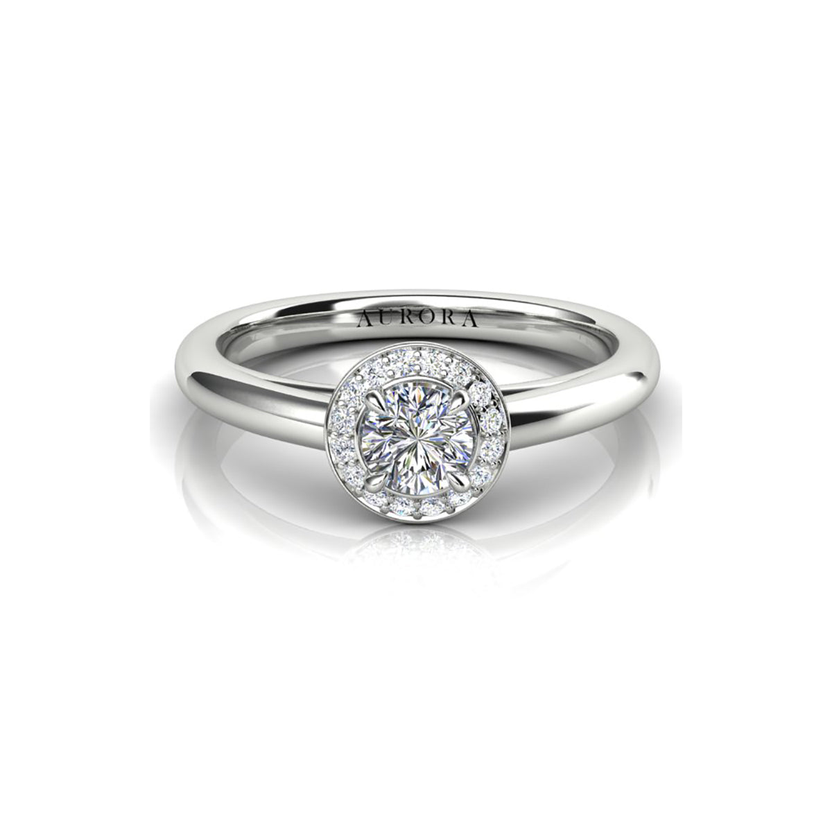 18ct White Gold Diamond Halo Engagement Ring