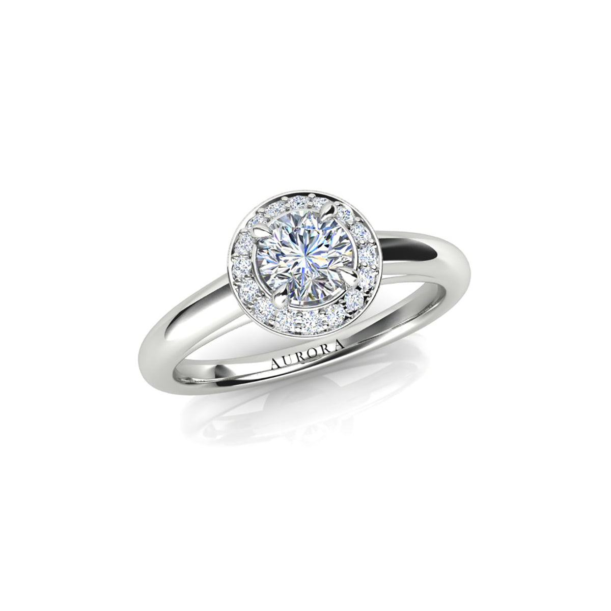 18ct White Gold Diamond Halo Engagement Ring