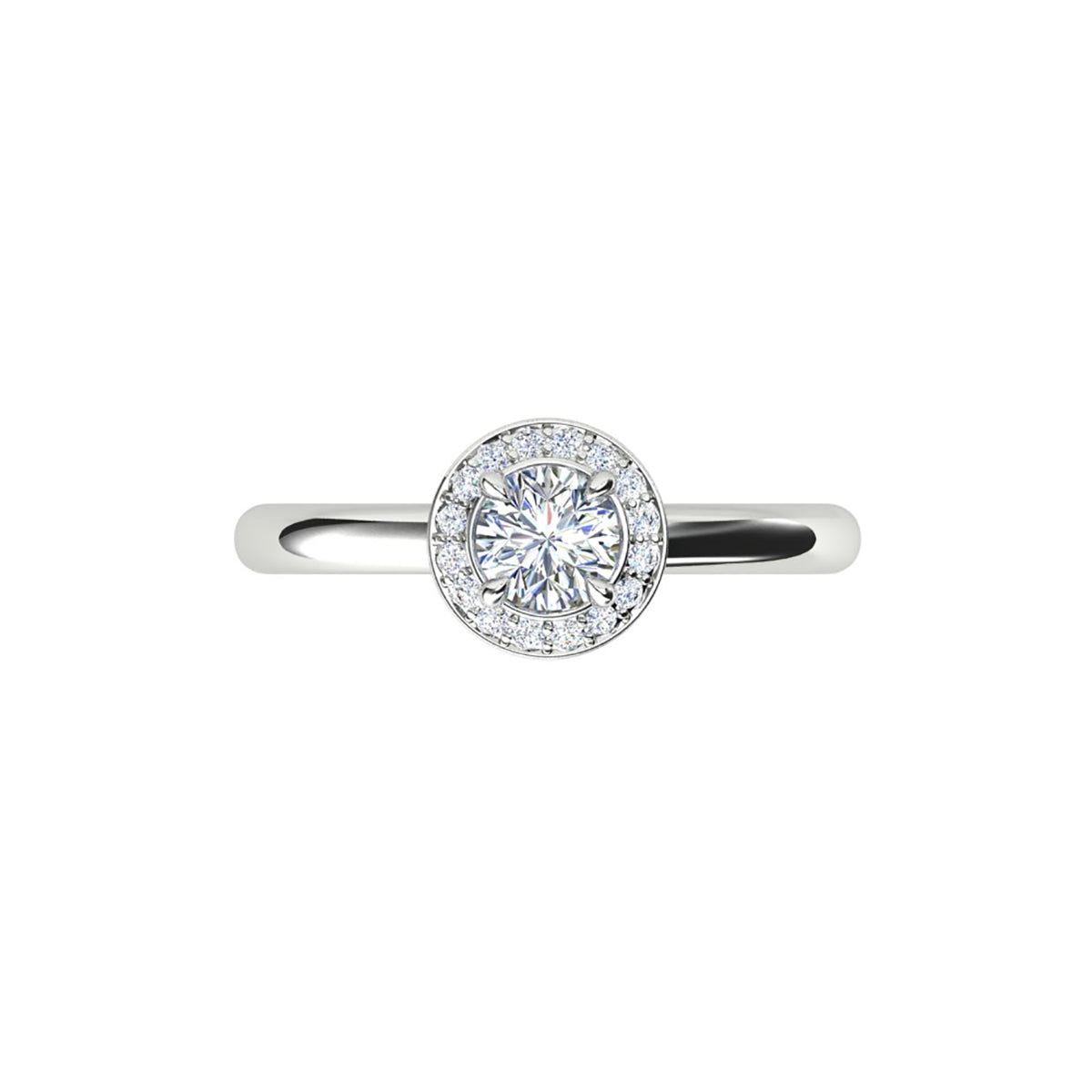 18ct White Gold Diamond Halo Engagement Ring