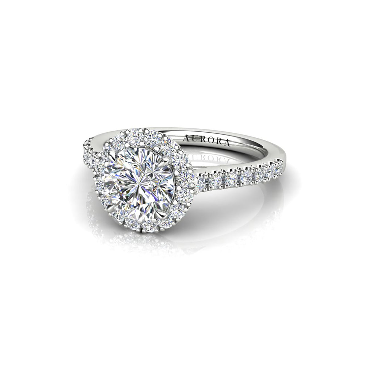 18ct White Gold Diamond Halo Engagement Ring