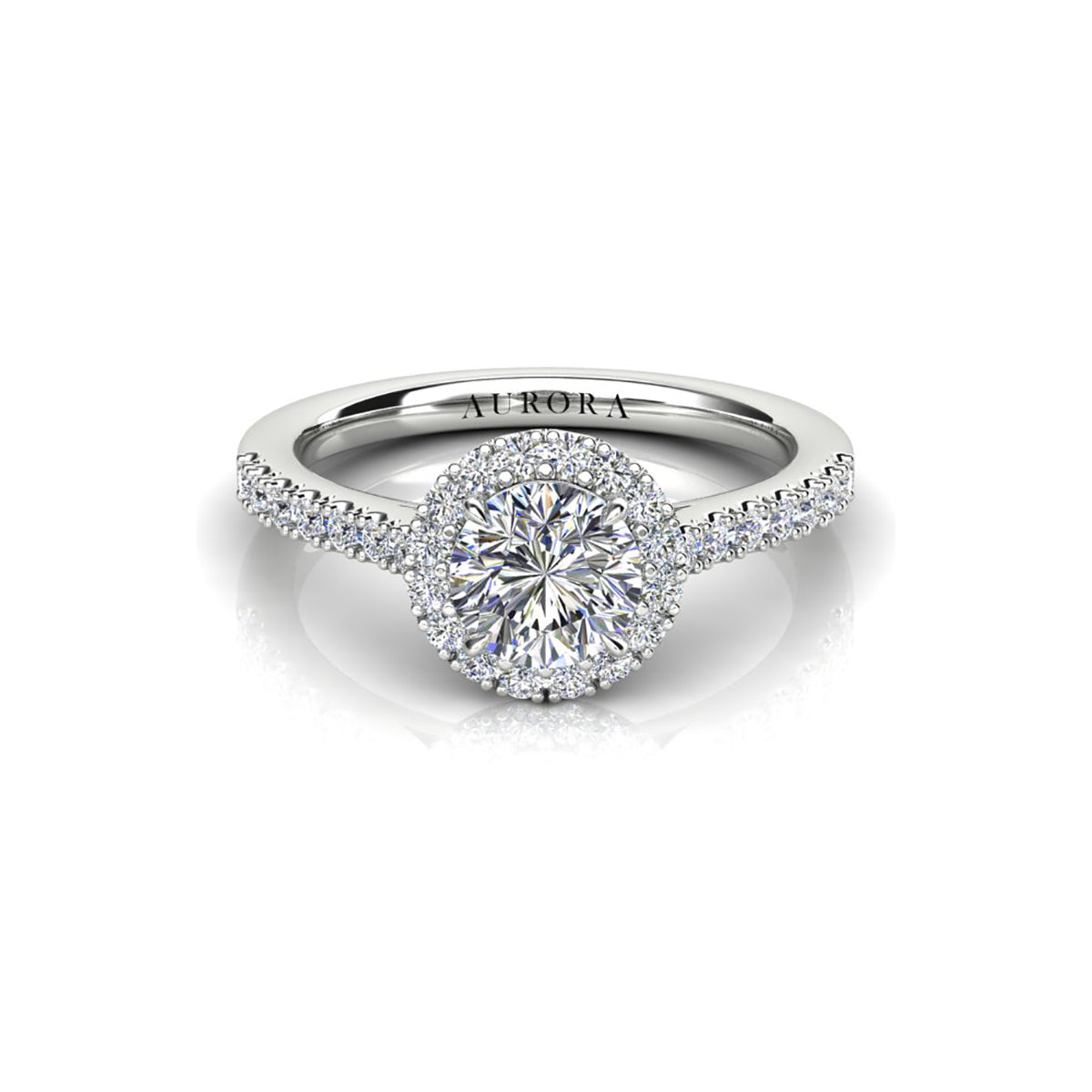 18ct White Gold Diamond Halo Engagement Ring
