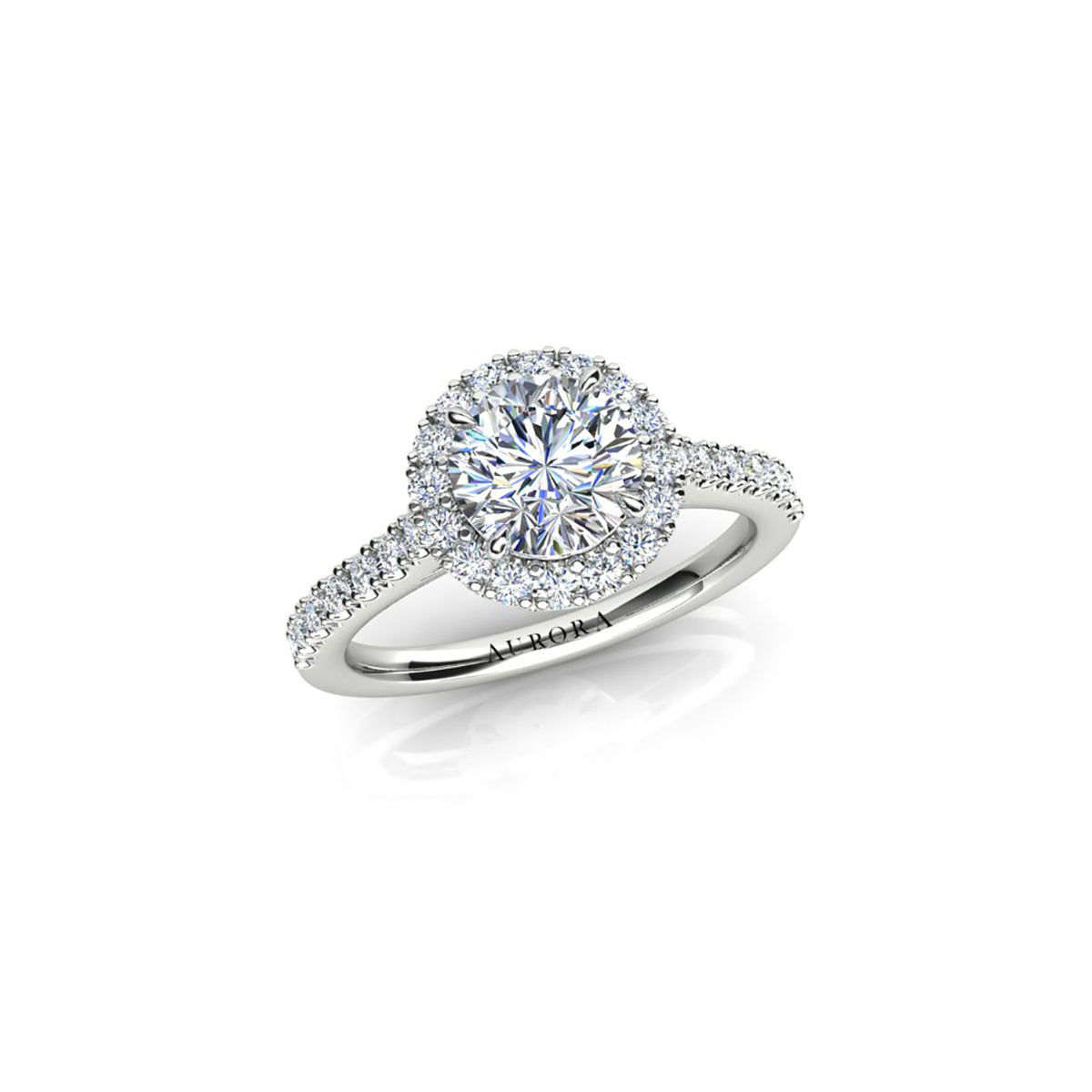 18ct White Gold Diamond Halo Engagement Ring