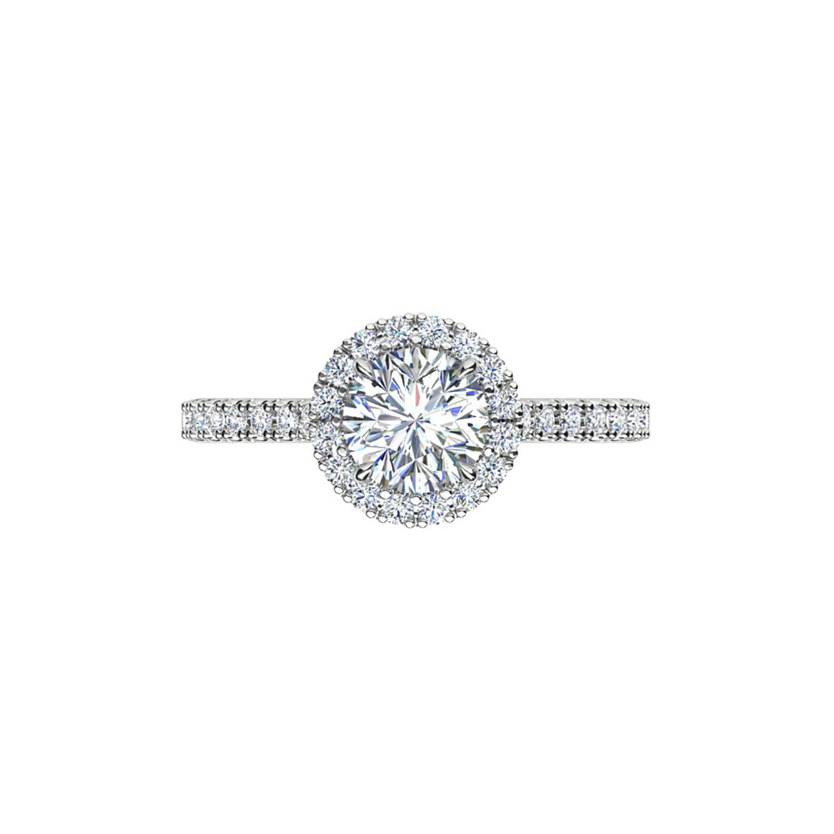 18ct White Gold Diamond Halo Engagement Ring