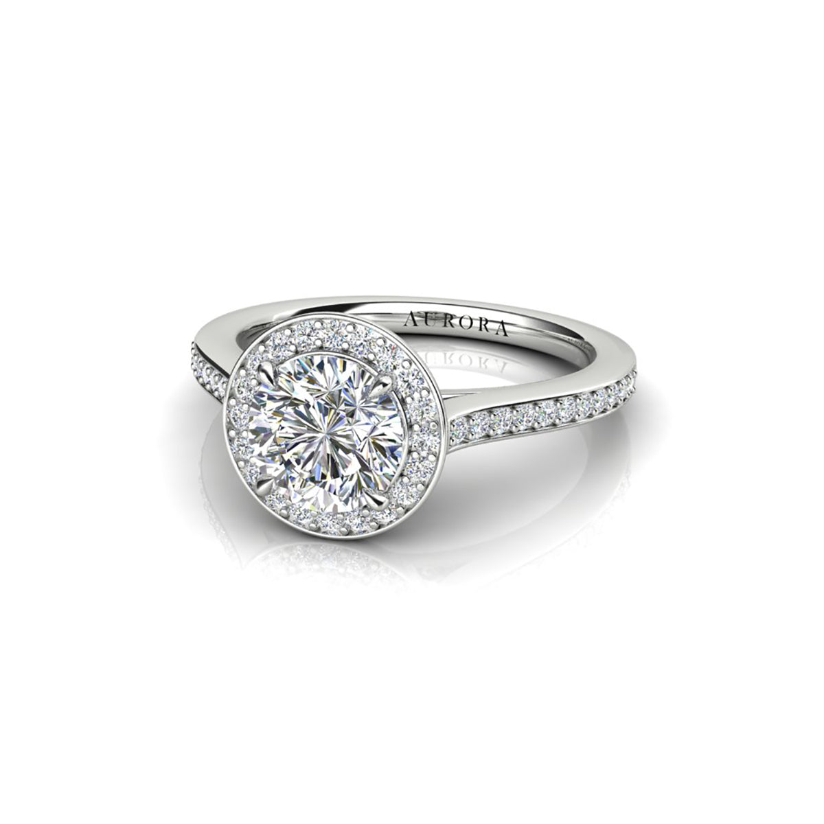 18ct White Gold Diamond Halo Engagement Ring