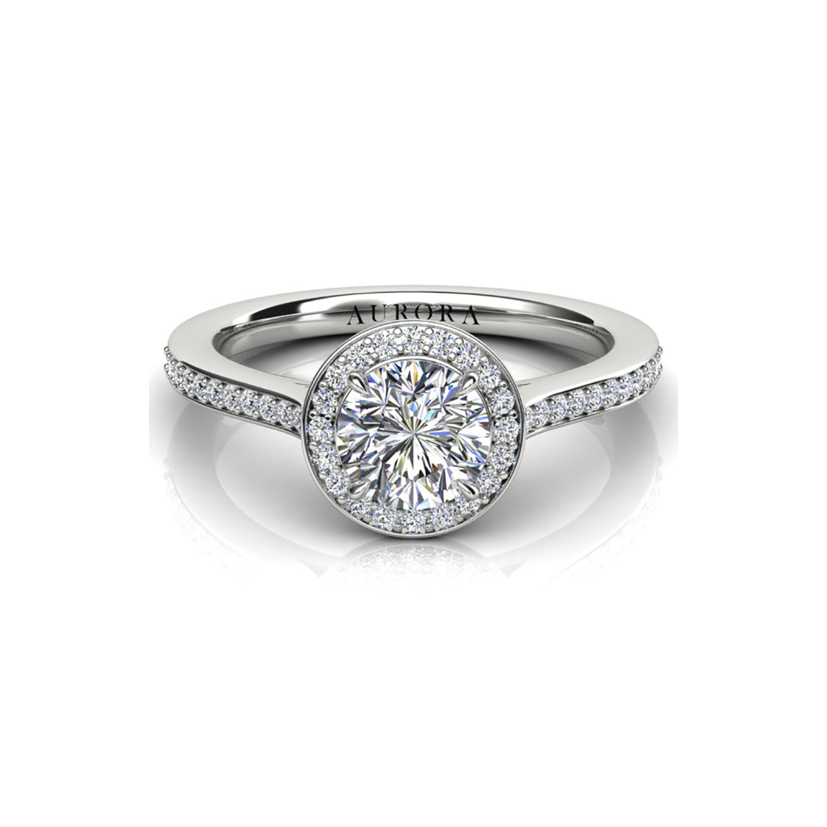 18ct White Gold Diamond Halo Engagement Ring