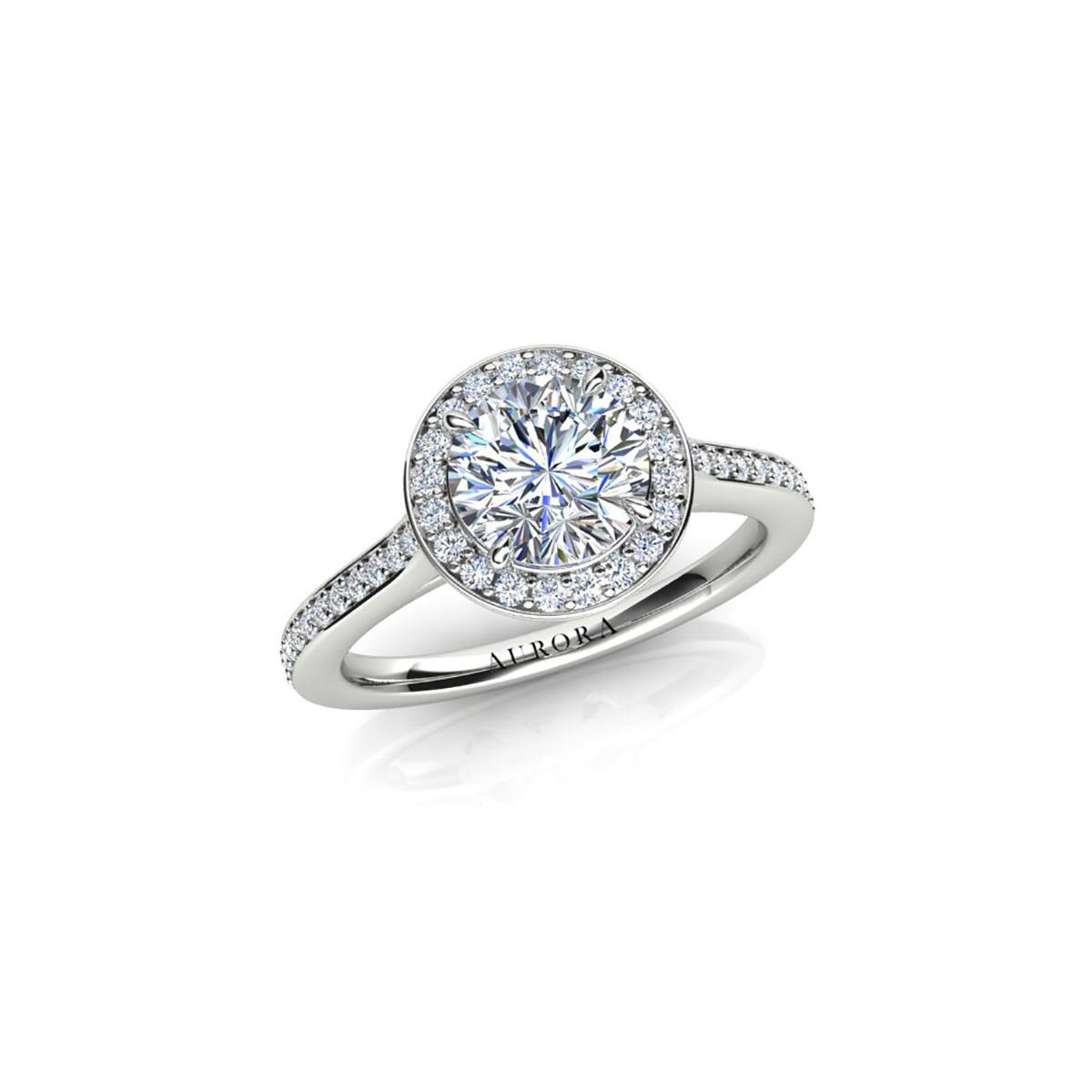 18ct White Gold Diamond Halo Engagement Ring
