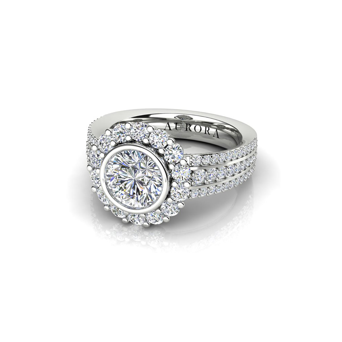 18ct White Gold Diamond Halo Engagment Ring