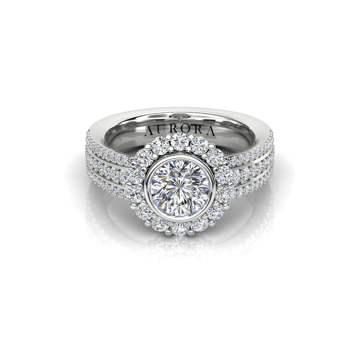 18ct White Gold Diamond Halo Engagment Ring