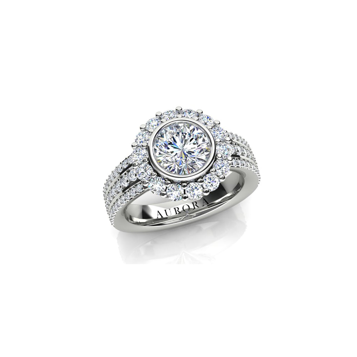 18ct White Gold Diamond Halo Engagment Ring