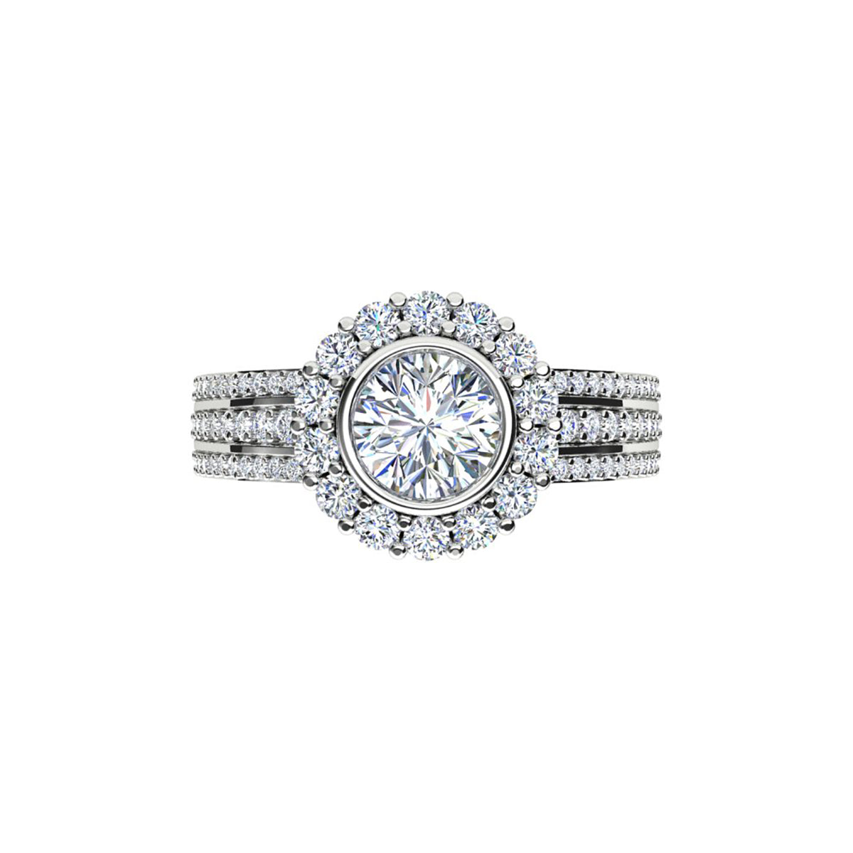 18ct White Gold Diamond Halo Engagment Ring