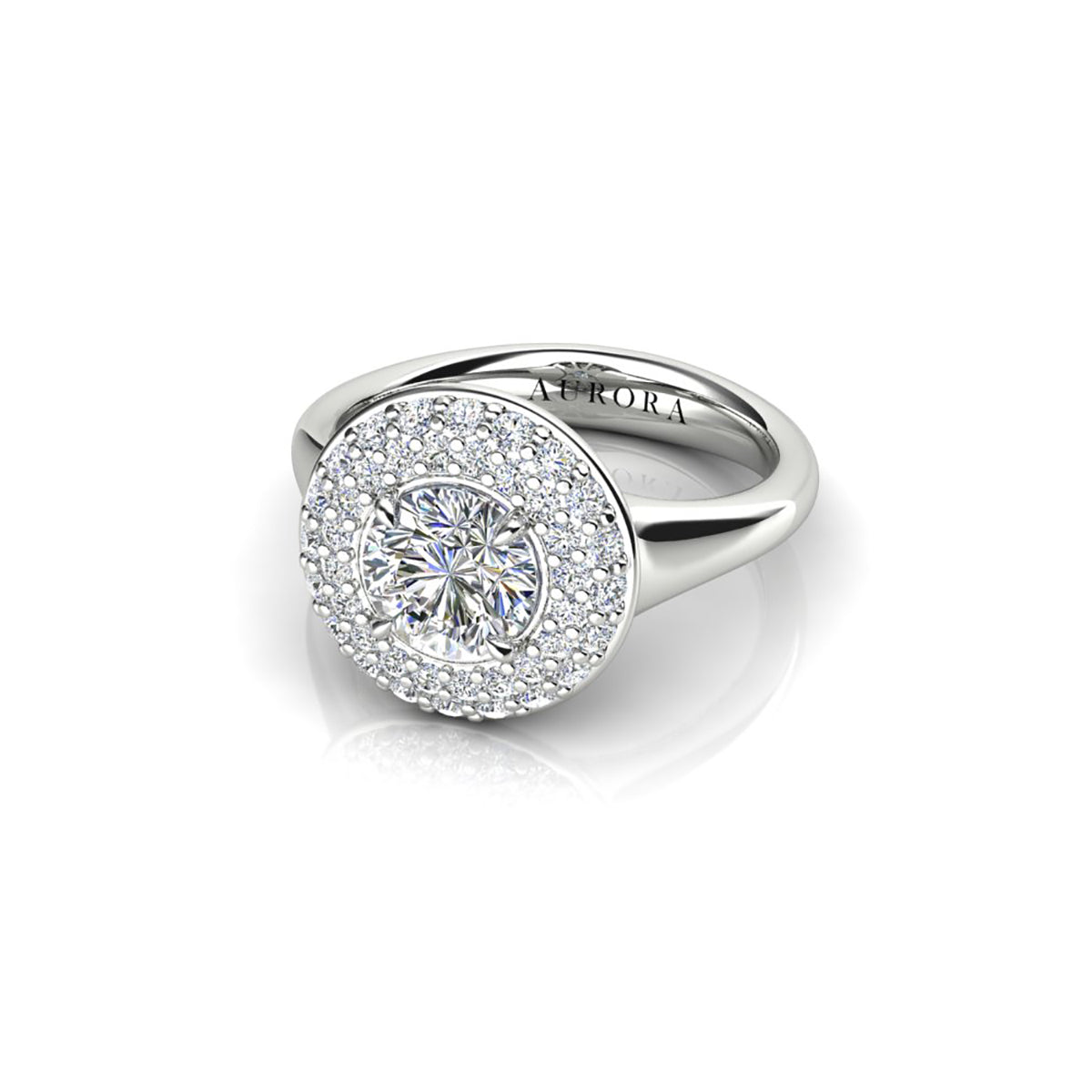 18ct White Gold Diamond Halo Engagment Ring