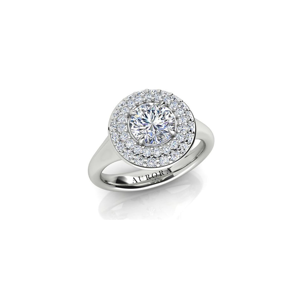 18ct White Gold Diamond Halo Engagment Ring