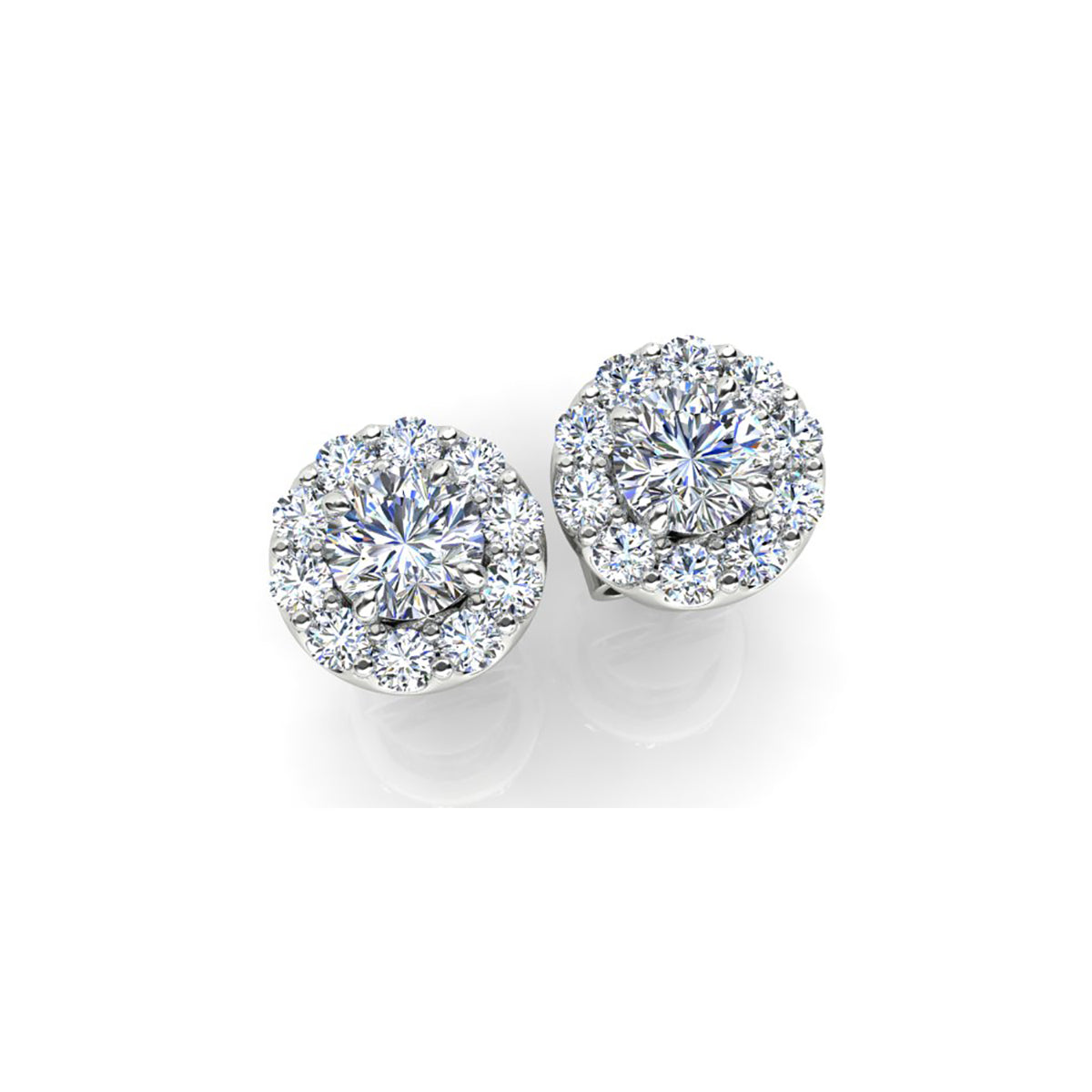 18ct White Gold Diamond Stud Earrings
