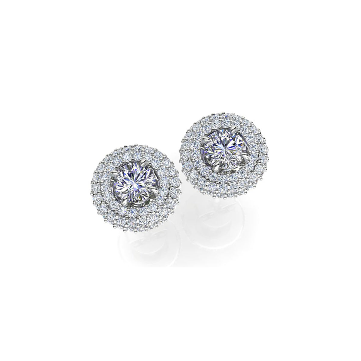 18ct White Gold Diamond Stud Earrings