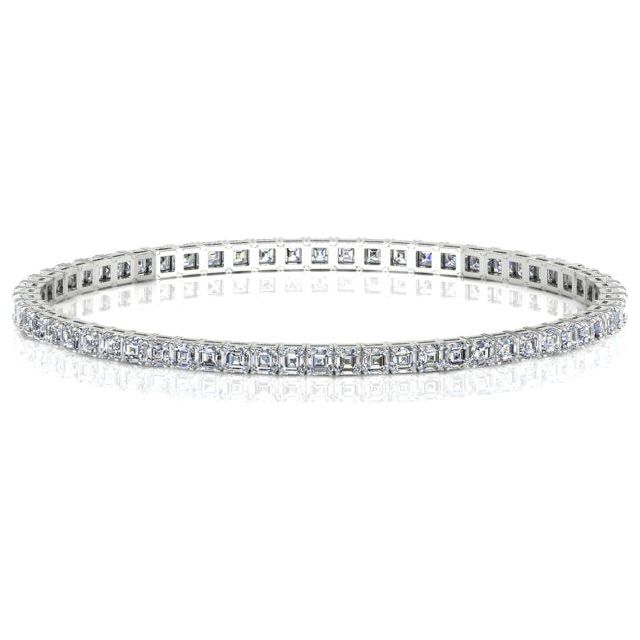 18ct White Gold 6.31ct 4-Claw Asscher Diamond Tennis Bracelet