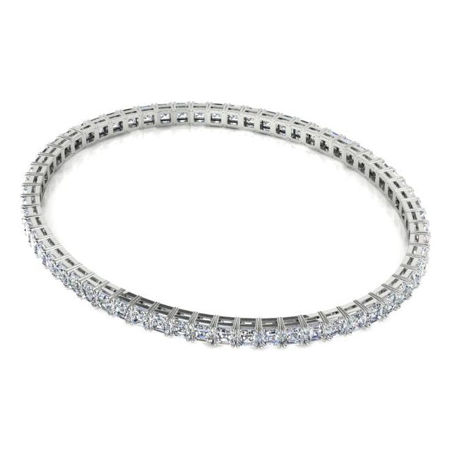 18ct White Gold 6.31ct 4-Claw Asscher Diamond Tennis Bracelet
