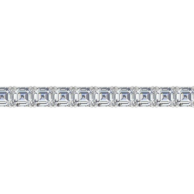 18ct White Gold 6.31ct 4-Claw Asscher Diamond Tennis Bracelet