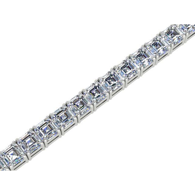 18ct White Gold 6.31ct 4-Claw Asscher Diamond Tennis Bracelet