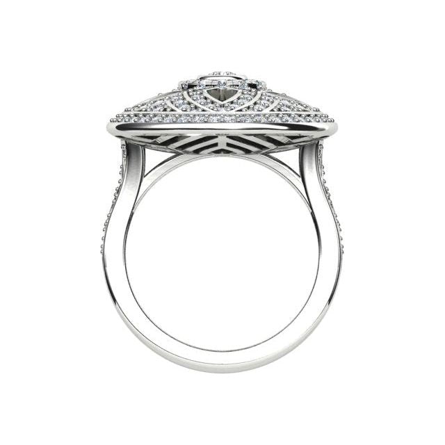 18ct White Gold Art Deco Style 1.14ct Diamond Dress Ring