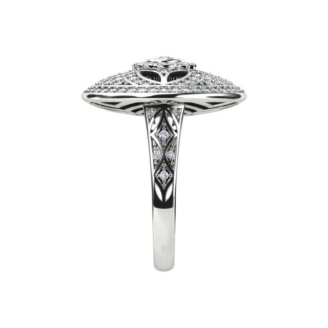 18ct White Gold Art Deco Style 1.14ct Diamond Dress Ring