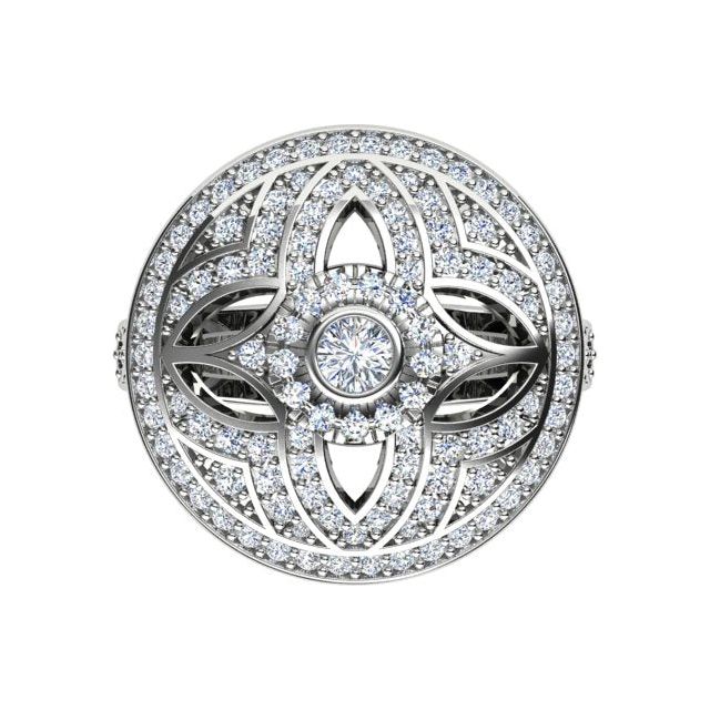 18ct White Gold Art Deco Style 1.14ct Diamond Dress Ring