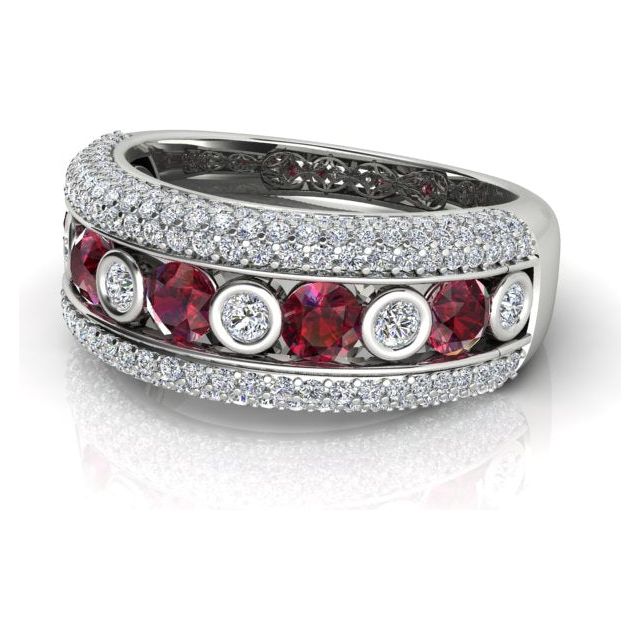 18ct White Gold Pavé & Channel Ruby & Diamond Ring
