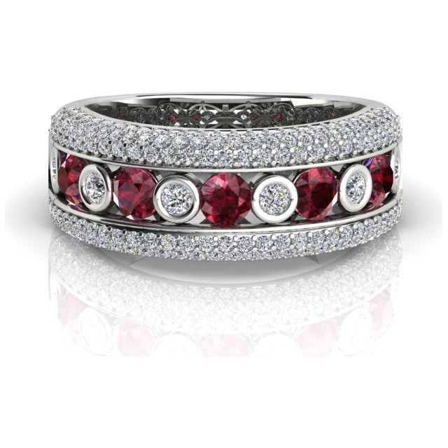 18ct White Gold Pavé & Channel Ruby & Diamond Ring