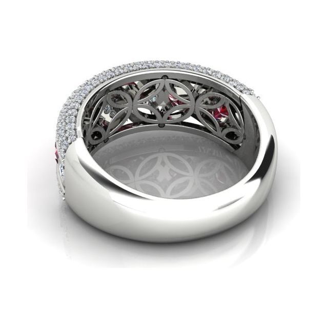 18ct White Gold Pavé & Channel Ruby & Diamond Ring