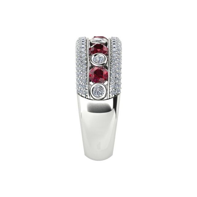 18ct White Gold Pavé & Channel Ruby & Diamond Ring