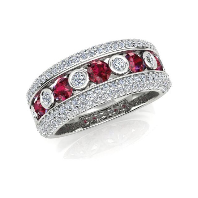 18ct White Gold Pavé & Channel Ruby & Diamond Ring