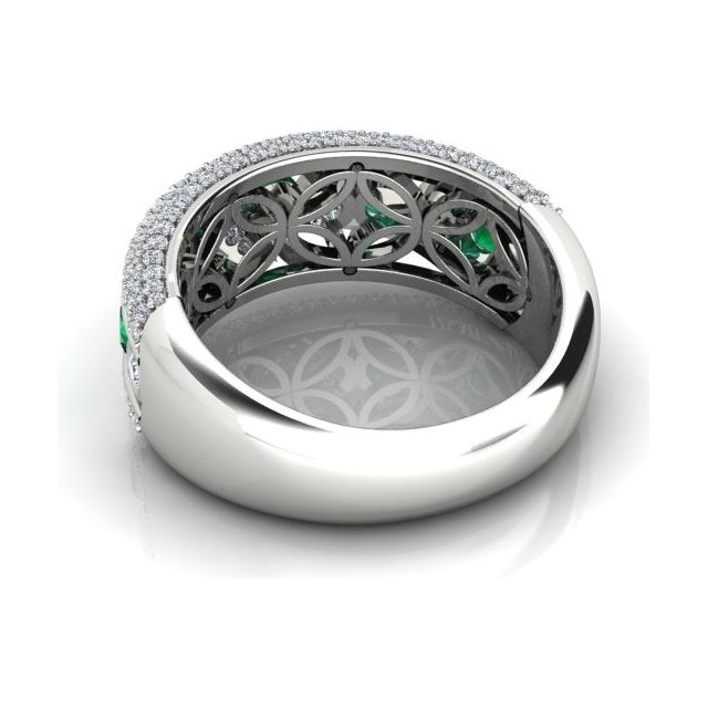 18ct White Gold Pavé & Channel Emerald & Diamond Ring