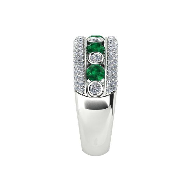 18ct White Gold Pavé & Channel Emerald & Diamond Ring