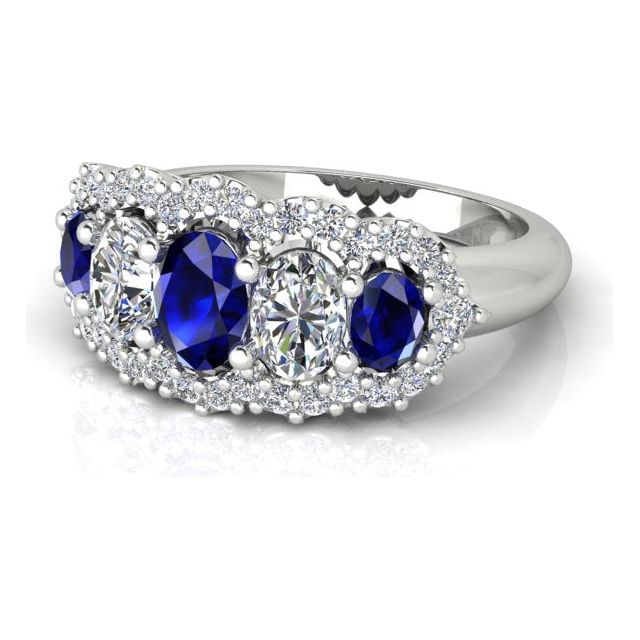 18ct White Gold Diamond & Ceylon Sapphire Dress Ring