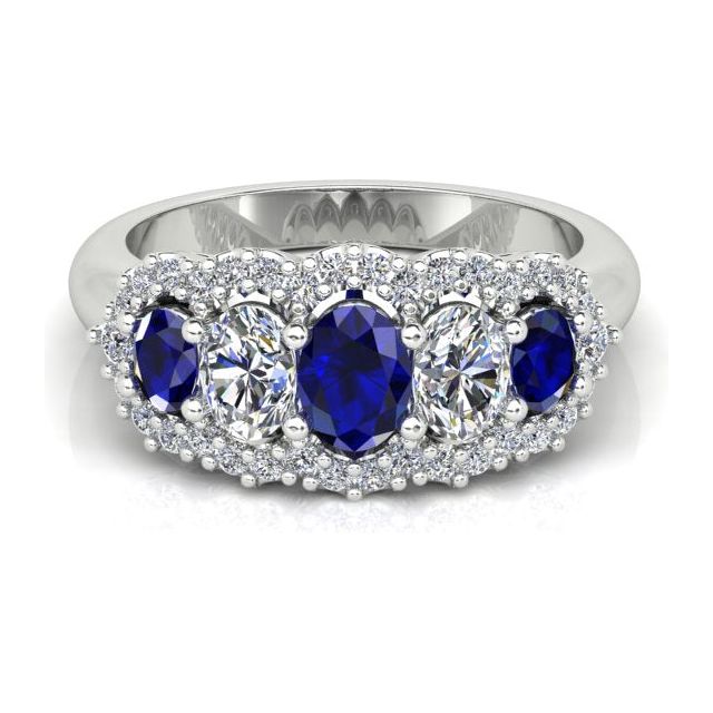 18ct White Gold Diamond & Ceylon Sapphire Dress Ring