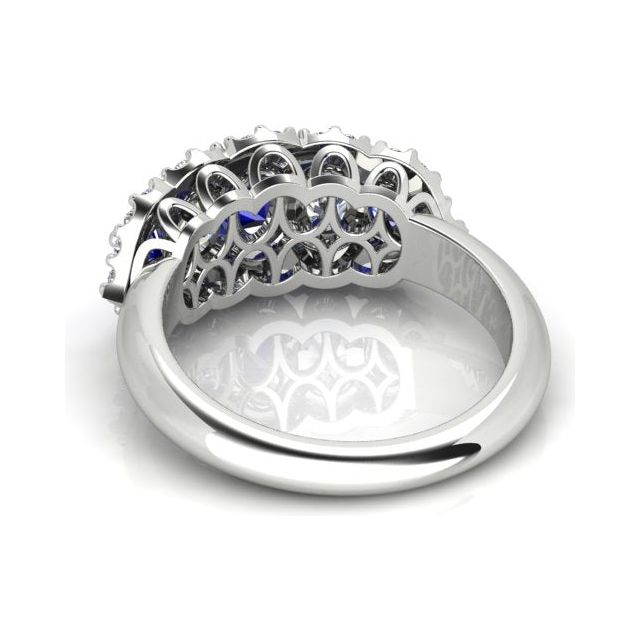 18ct White Gold Diamond & Ceylon Sapphire Dress Ring