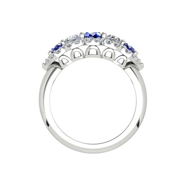 18ct White Gold Diamond & Ceylon Sapphire Dress Ring