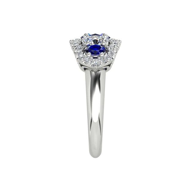 18ct White Gold Diamond & Ceylon Sapphire Dress Ring