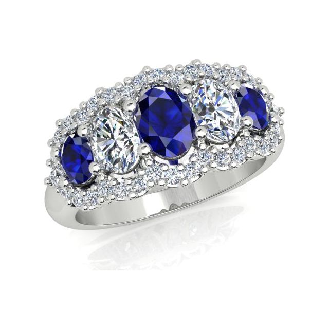 18ct White Gold Diamond & Ceylon Sapphire Dress Ring