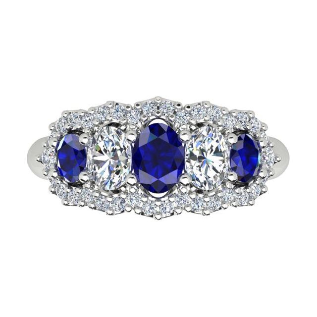 18ct White Gold Diamond & Ceylon Sapphire Dress Ring